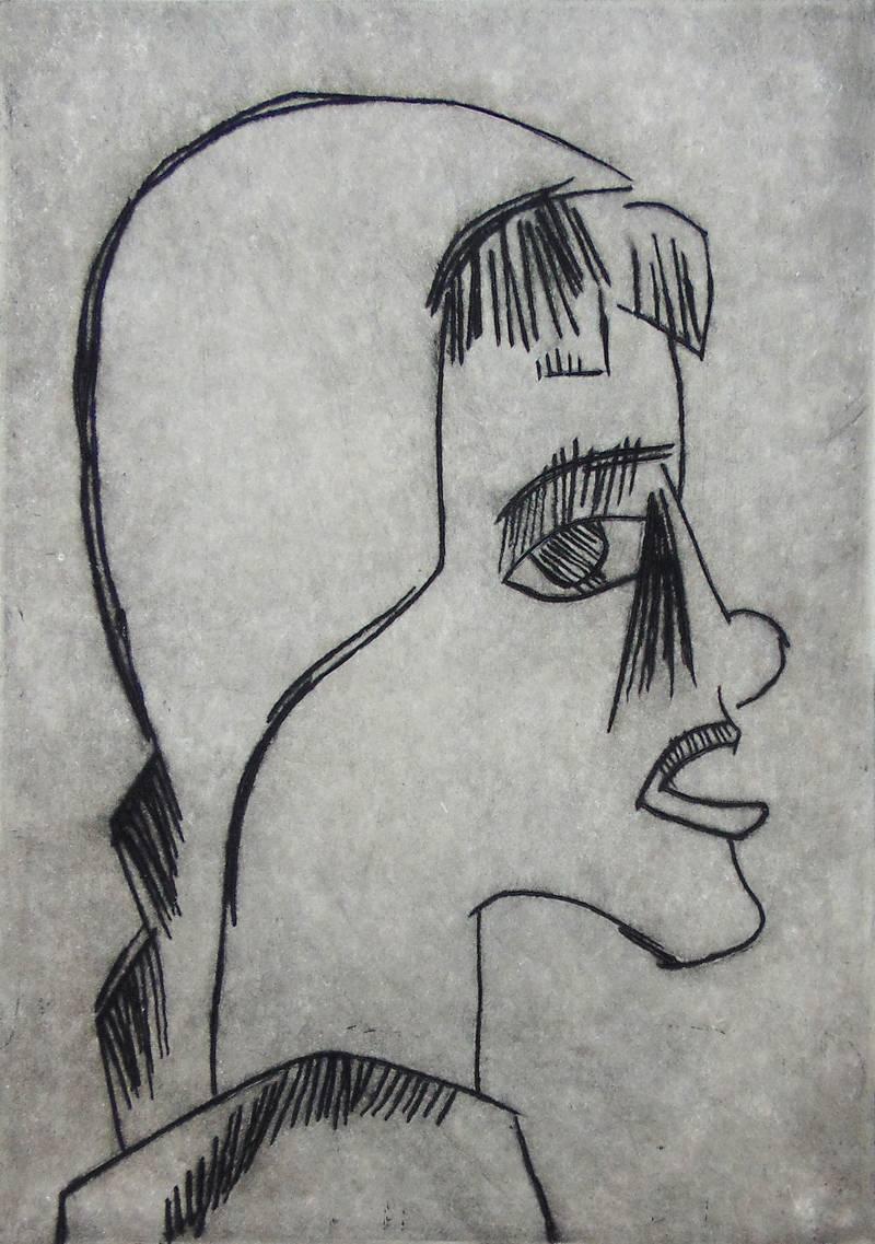 Karl Schmidt-Rottluff Portrait Print - Girl’s Head I Mädchenkopf