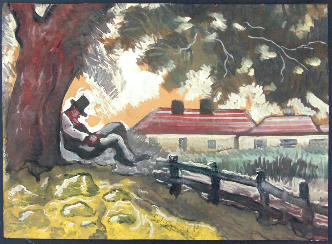 HUGO SCHEIBER 1873-1950
1873 - Budapest - 1950 (Hungarian)

Title: The Rest

Technique: Signed Gouache Painting on Brown Paper

Size: 35.5 x 49 cm. / 14.8 x 11.8 in.

Additional Information: This gouache painting is hand signed by the artist
