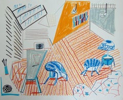 Pembroke Studio with Blue Chairs and Lamp