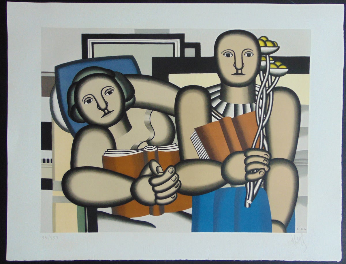 FERNAND LEGER 1881-1955
Argentan 1881-1955 Paris, Gif-sur-Yvette (French) 
 
Title: The Reading / La Lecture, 1953
 
Technique: Hand Signed and Numbered Lithograph in Colours on Arches vellum paper
 
Paper Size: 54.5 x 70 cm / 21.5 x 27.6