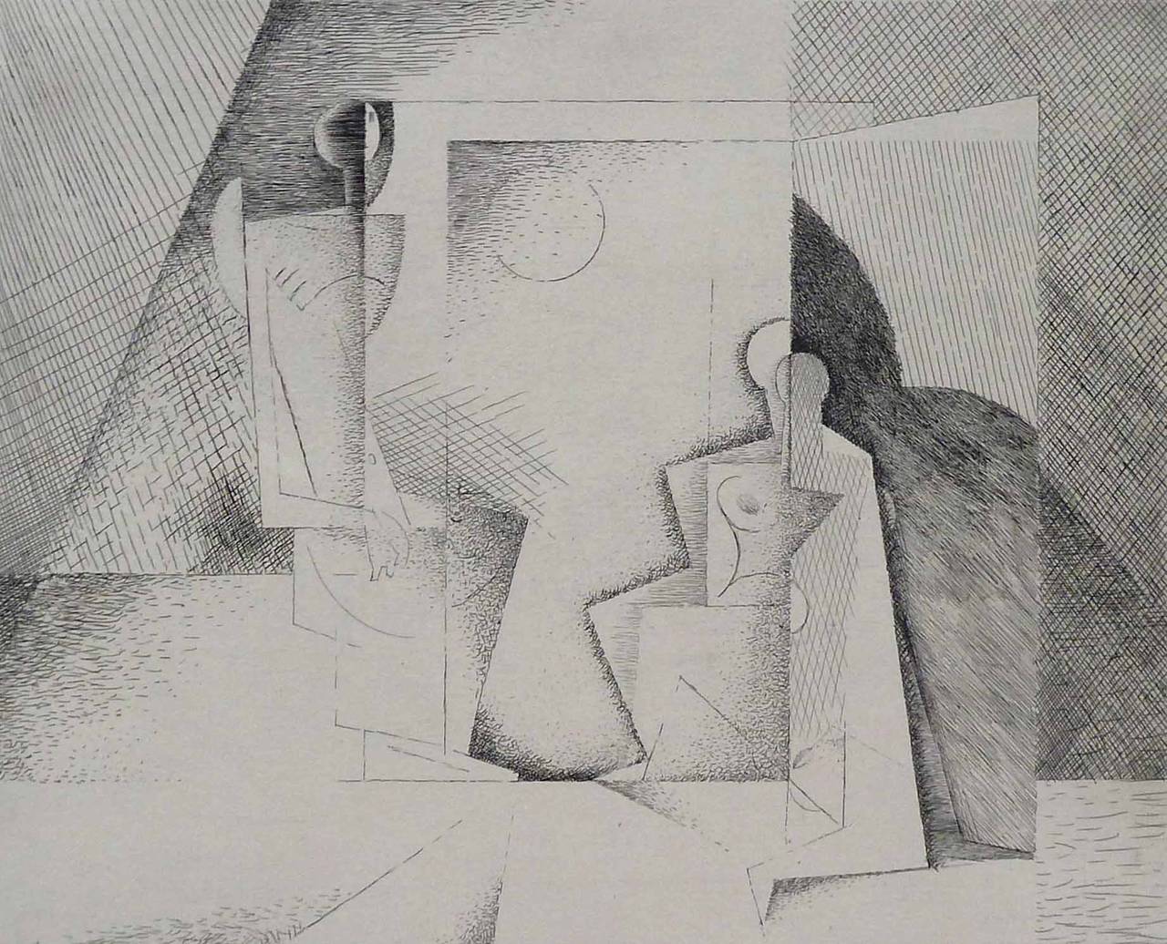 Planches de Salut - Gray Abstract Print by Louis Marcoussis