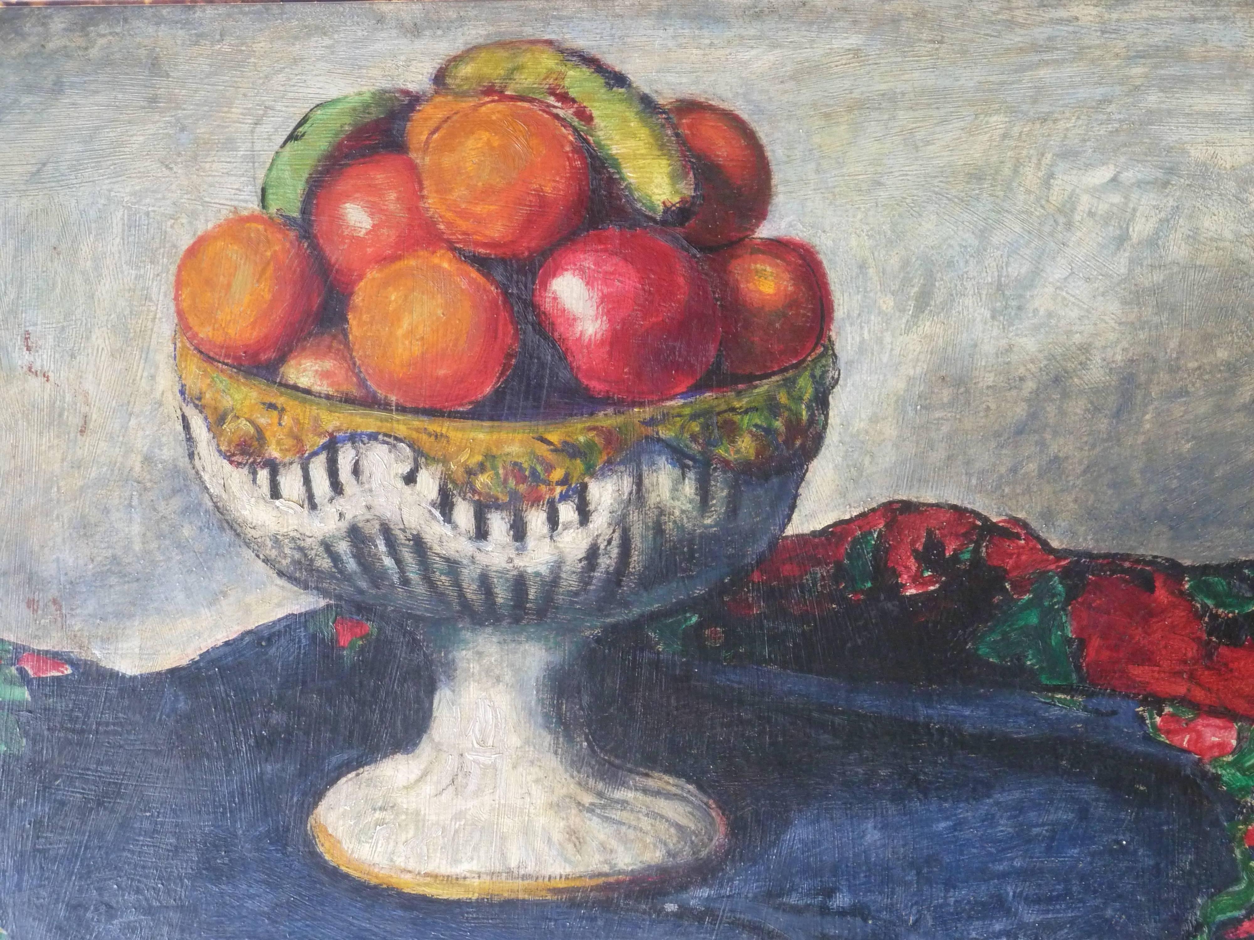 Natura morta e frutta - Painting di Arthur Segal