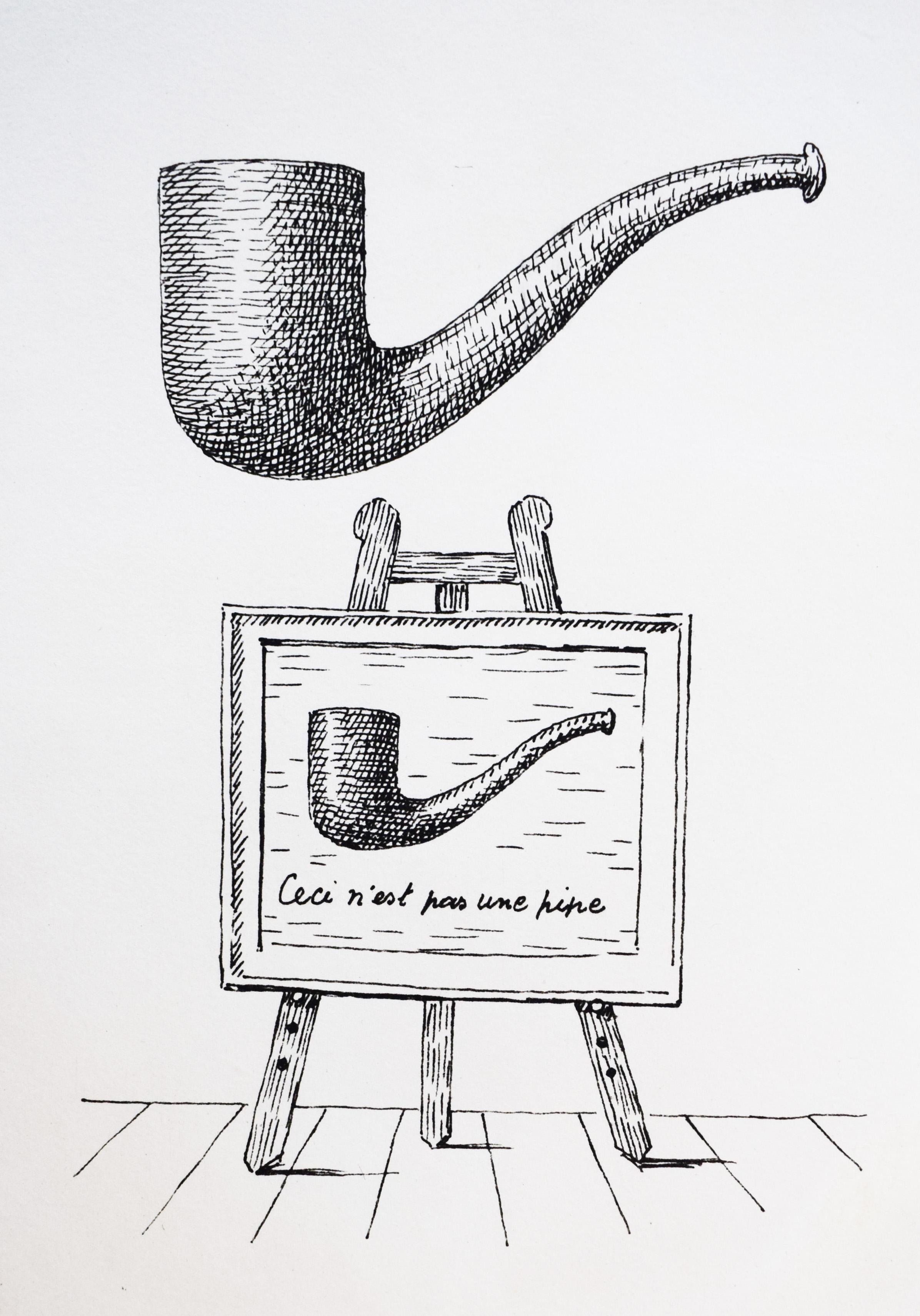 René Magritte Abstract Print - This is not a Pipe – the two Mysteries, from: Dawn of the Antipode - Surrealism