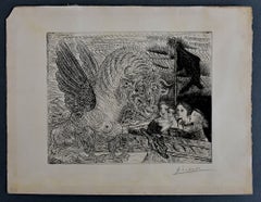 Winged Bull Watched by Four Children, from: The Suite Vollard -  Mythology Greek