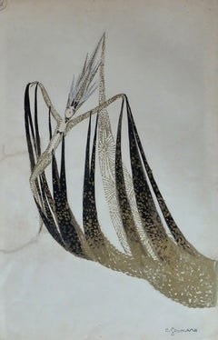 Tänzerin im schwarz-goldenen Kleid –  Gouache-Entwurf für ein Kostüm im Stil des französischen Art déco, 1920