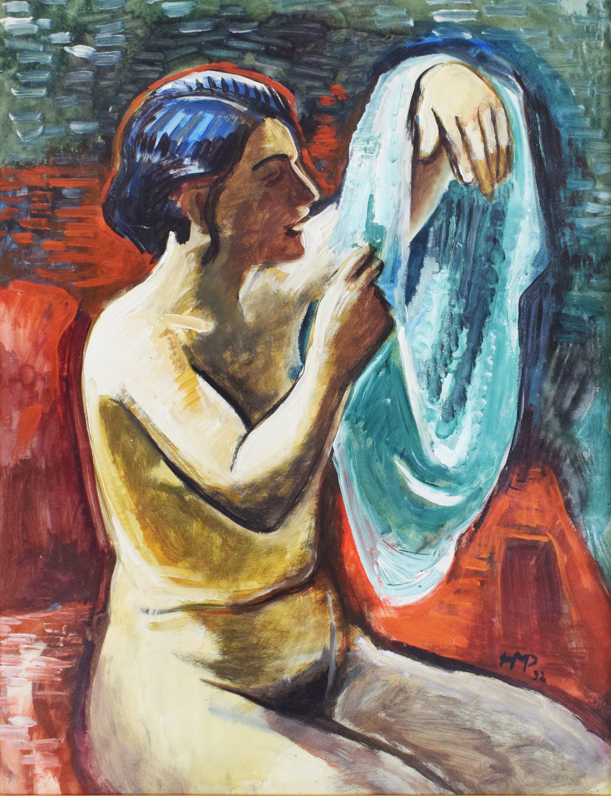 Max Pechstein Figurative Painting - Nude III, Seated from the Front (Marta) -  Female Nude German Expressionism