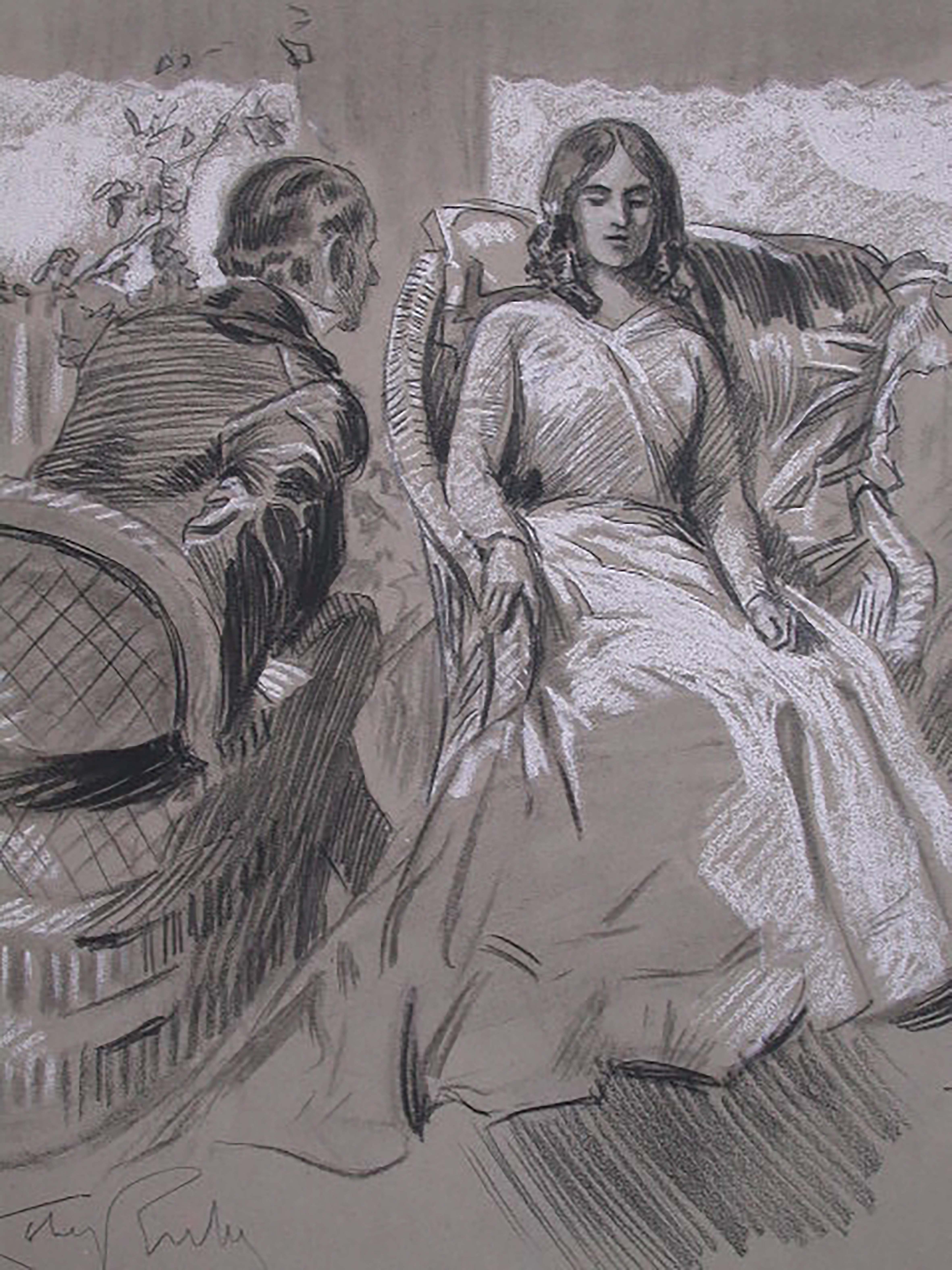 Alone with Her / Seul avec Elle - Drawing French Belle Epouque
