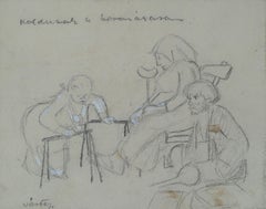 Scena in ospedale - Disegno autografo, arte ungherese