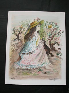 Sitzende Frau – Lithografie, französische Kunst