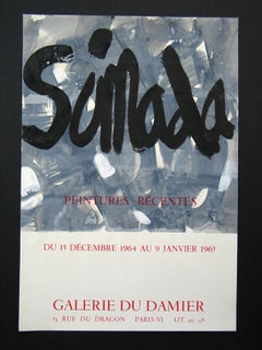 Affiche d'exposition Galerie du Damier - Gouache, art japonais, 1965, JAN VOSS