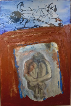 Sacrifice and Ceberus - Signed Acryic and Collage 1998