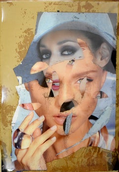 The Model with a Hat -  Signed Collage on Board 2013