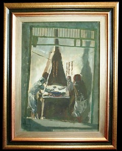 Sausage Maker in Tunis - Signed Oil Painting Russian 1930 Orientalism