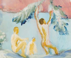 Three Youths Bathing / Female Nude, Women at the Table - German Expressionism