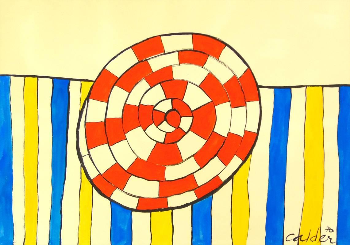 Wheel and Stripes - 20th Century, Abstract, Drawings and Watercolor Paintings  - Art by Alexander Calder