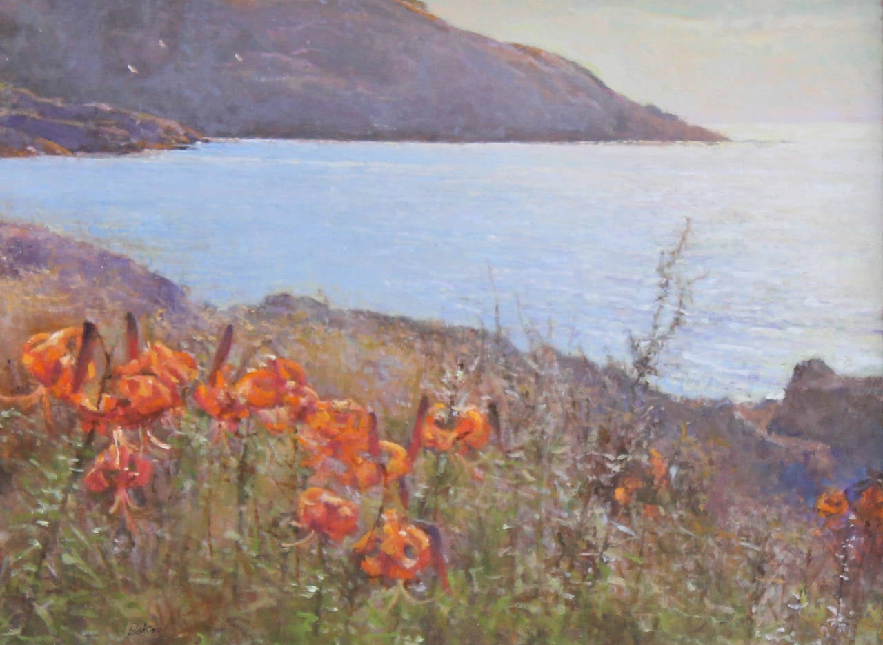 Peter Poskas Landscape Painting - Gulls and Lilies, Monhegan