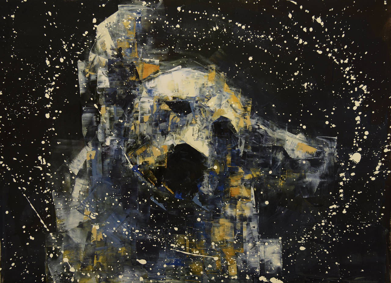 Rebecca Kinkead Abstract Painting - Shake (Gold and Black)