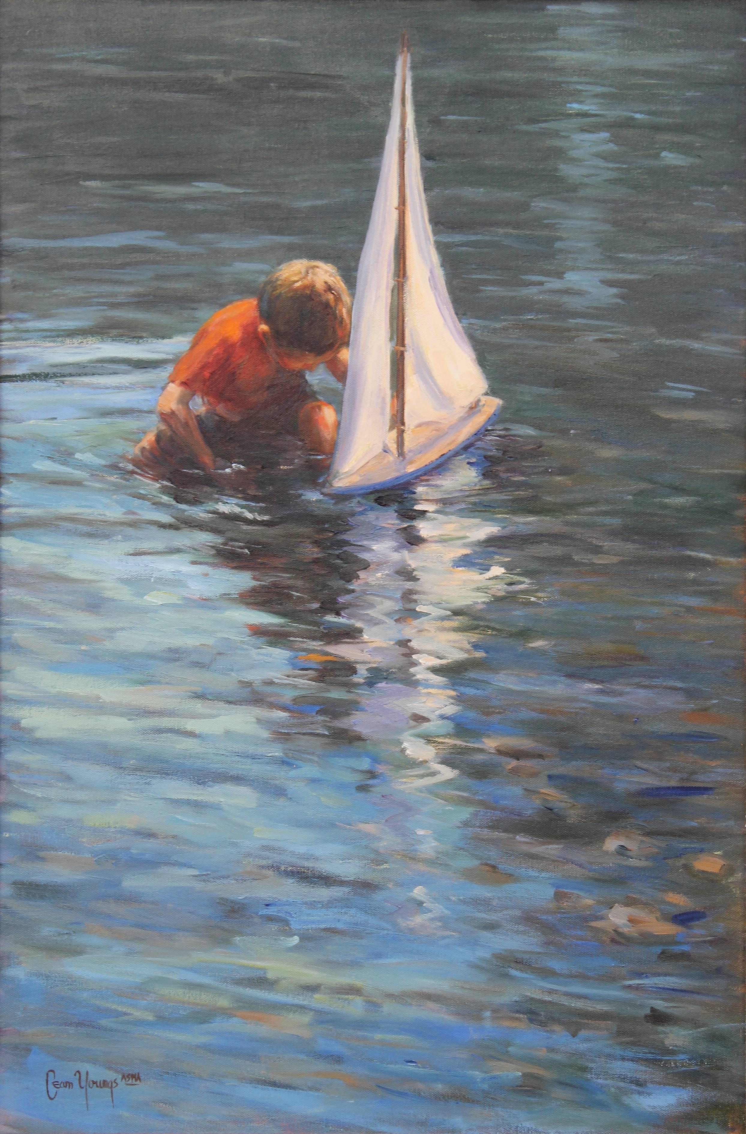 Shirley Caen Youngs Figurative Painting - Noonday Sail