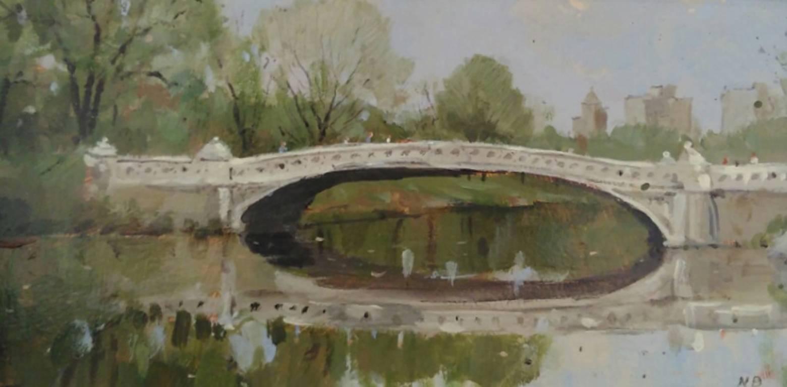Nicholas Berger Landscape Painting - Bow Bridge, study in Spring