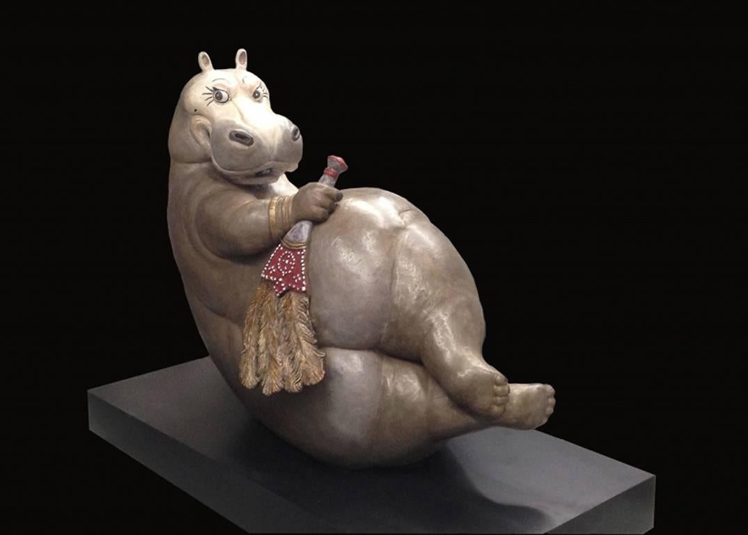 Bjørn Okholm Skaarup Figurative Sculpture - Hippo Odalisque