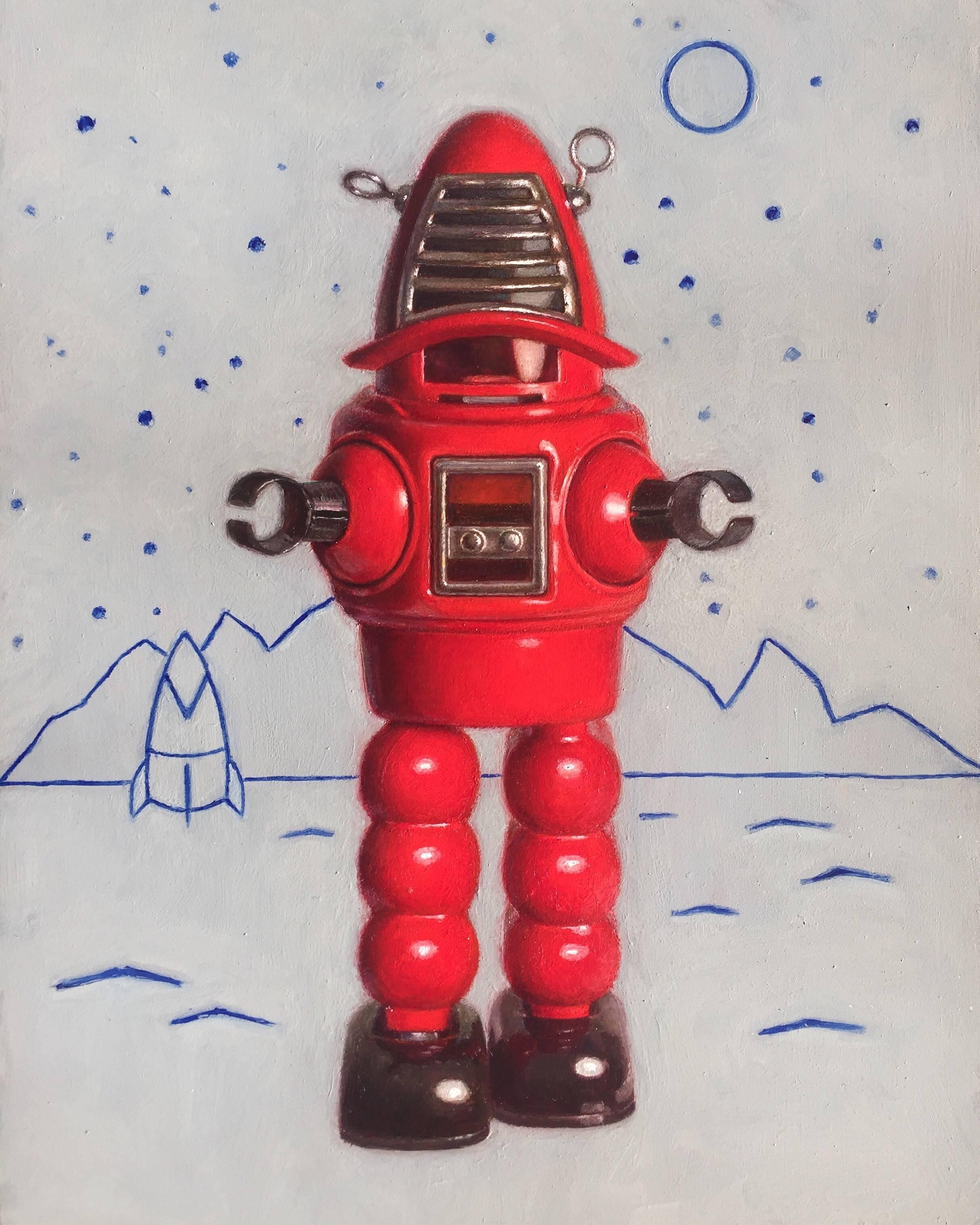 John Darley Still-Life Painting - Red Robot