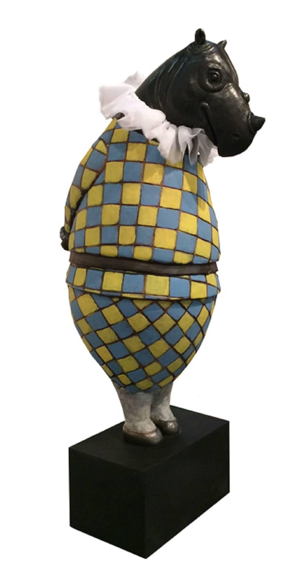 Bjørn Okholm Skaarup Figurative Sculpture - Rhino Harlequin