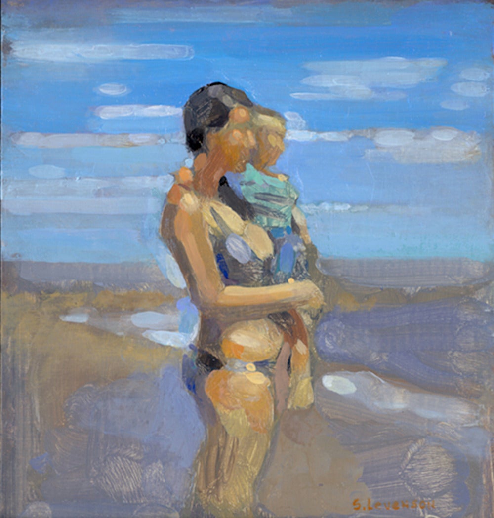 Landscape Painting Simon Levenson - Mère et enfant