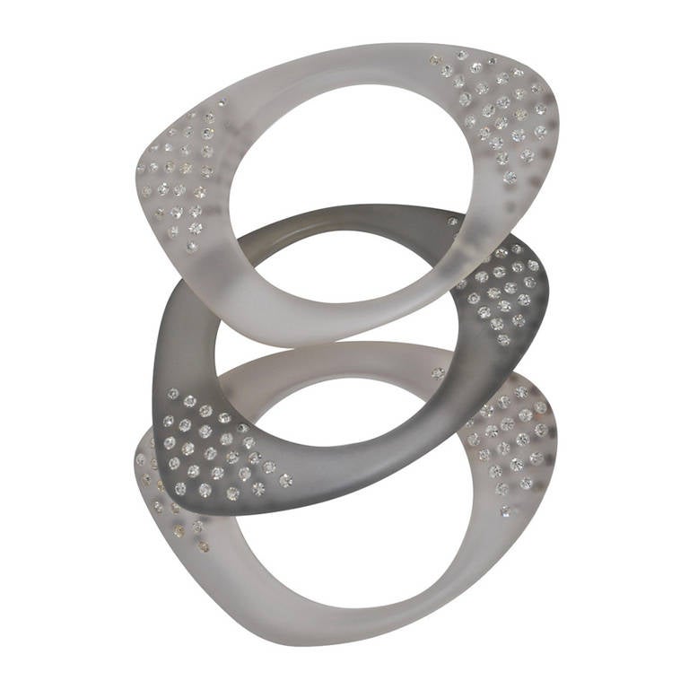Lucite Bangles with Rhinestones