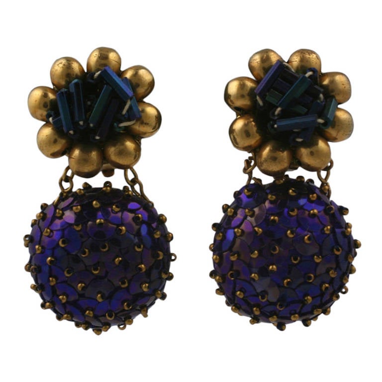 Lina Baretti Iridiscent Paillette Beaded Earrings