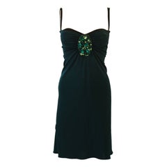Dolce and Gabbana Green Jersey Dress with Rhinestones Size 44