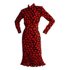 Vintage Louis Feraud Red Dress w/ Belt Brand New w/ Tags