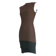 Iconic Thierry Mugler Vintage Color Block Brown & Black Scuba Dress
