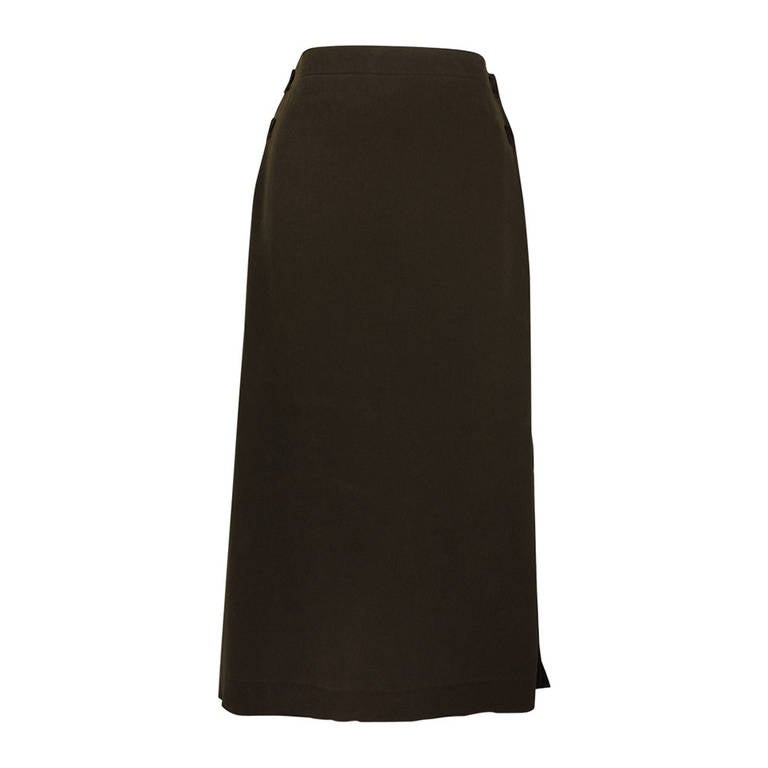 Issey Miyake 1990s Olive Pencil Skirt For Sale