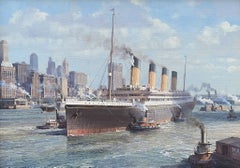 The arrival of RMS “Olympic” in New York (1927) by Maarten Platje