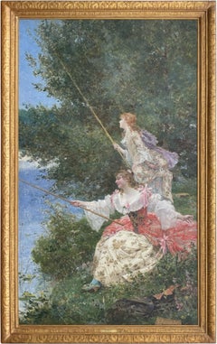 "Le adorabili pescatori" - Dipinto a olio francese di Edouard Toudouze
