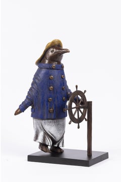 "Sailor Penguin" animal sculpture by Bjorn Skaarup