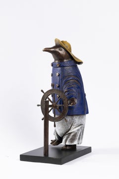 "Sailor Penguin" animal sculpture by Bjorn Skaarup