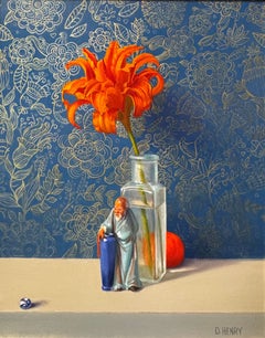 Daylily, Mandarin and Mudman, Original 10 x 8 Oil Painting
