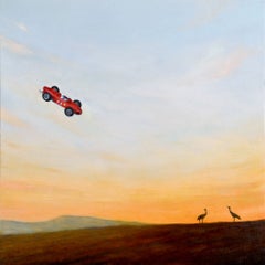«Tropopausa .17»: Óleo surrealista sobre tabla, enmarcado, 13 x 13