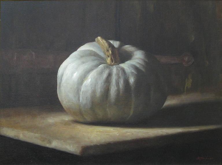 Sarah Lamb Still-Life Painting - White Pumpkin