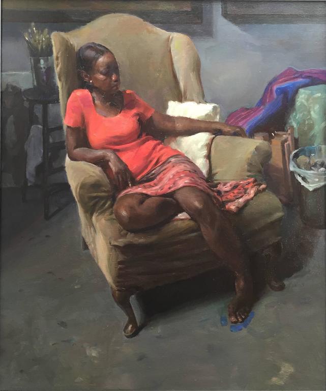 Max Ginsburg Interior Painting - Connie in old studio chair