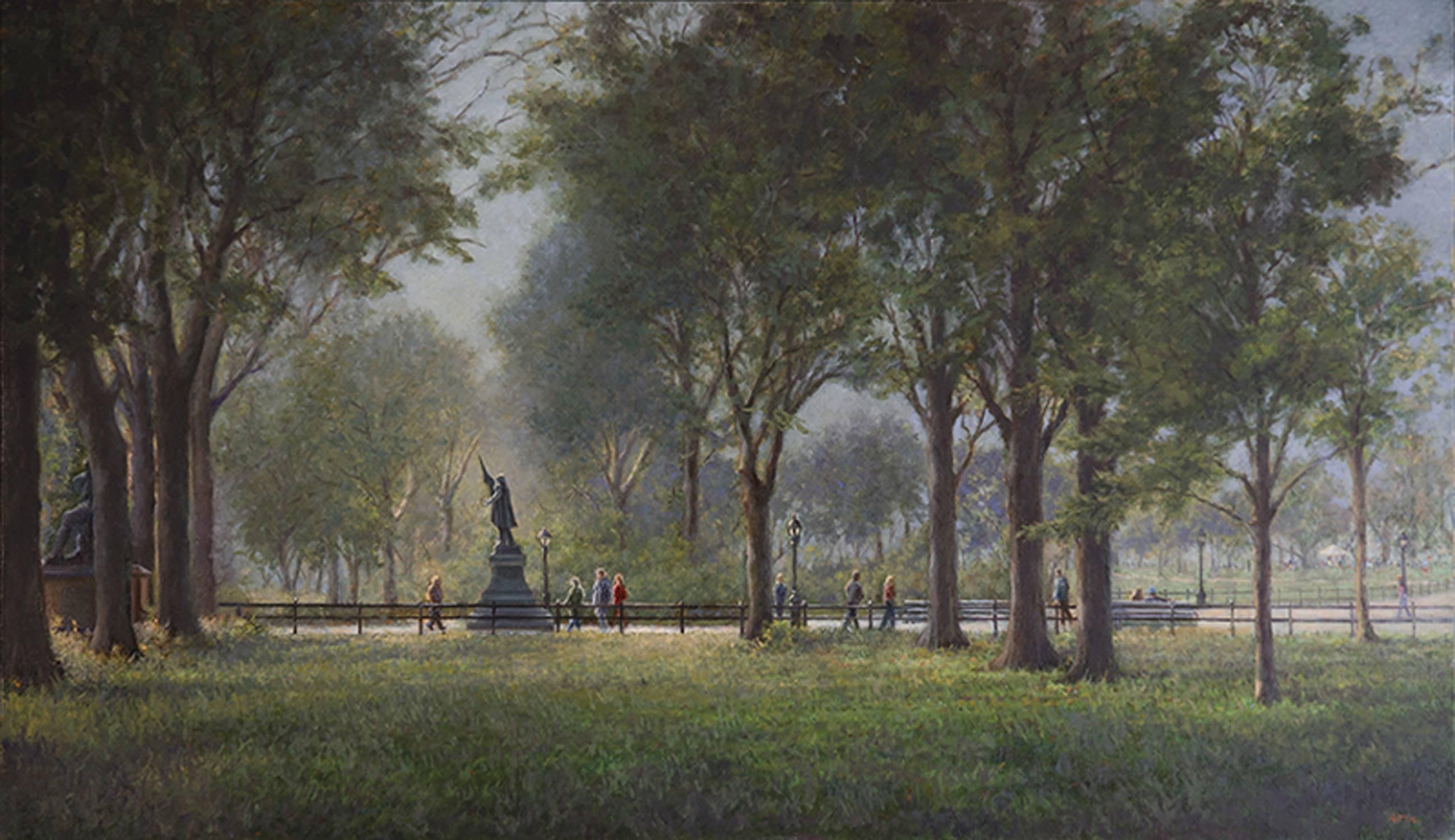 Marla Korr Landscape Painting - Morning on the Mall (Central Park)