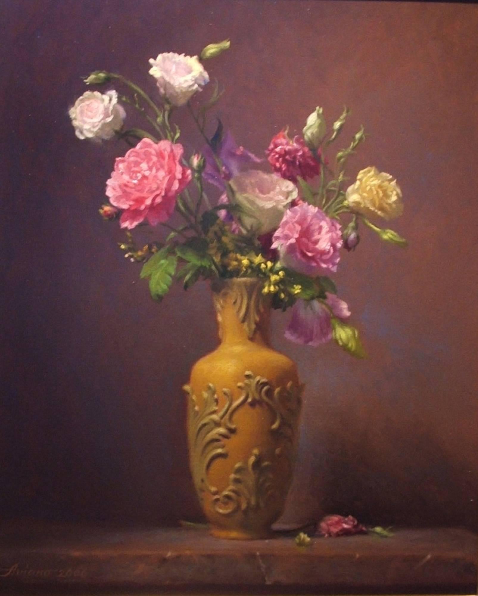 Roses & Lisianthus - Painting by Michael Aviano