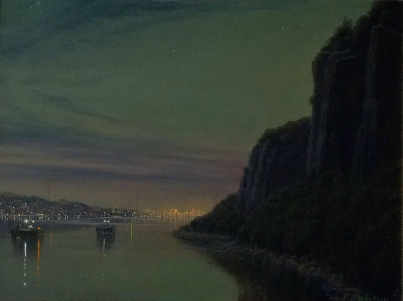Joseph McGurl Landscape Painting - Twilight, Hudson River