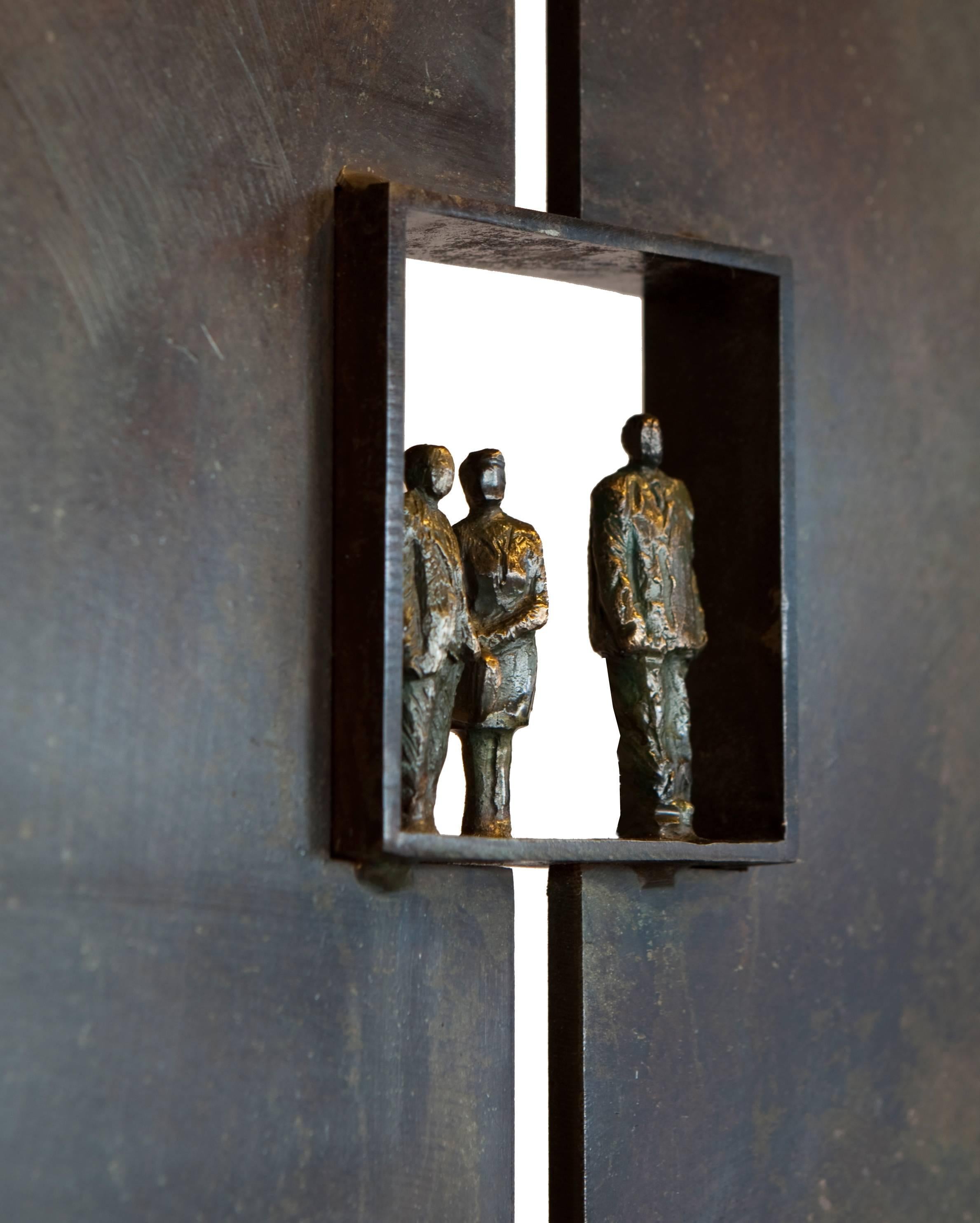 Going Up - Gold Figurative Sculpture by Jim Rennert