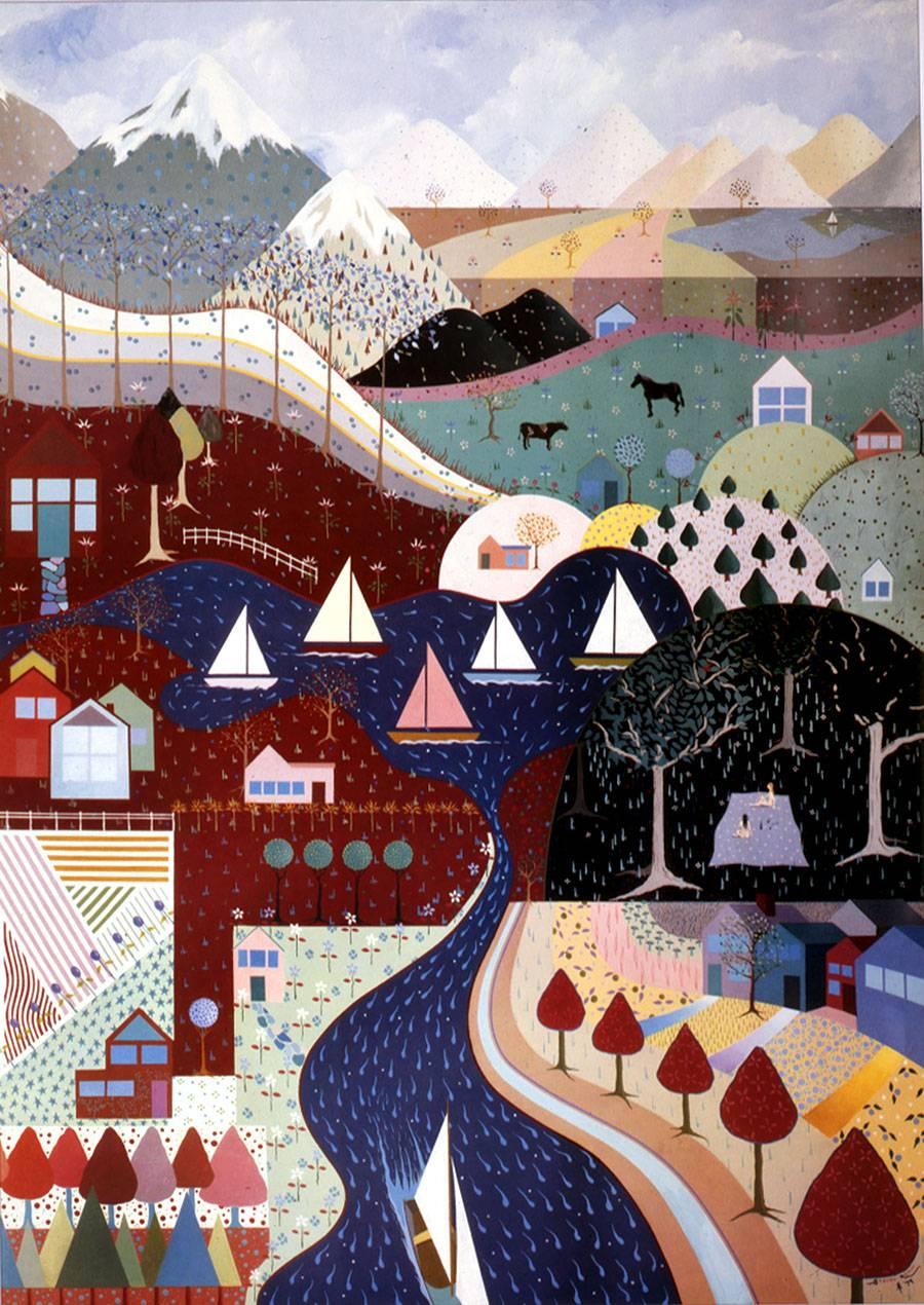 Steve Romm Landscape Painting - The Picnic