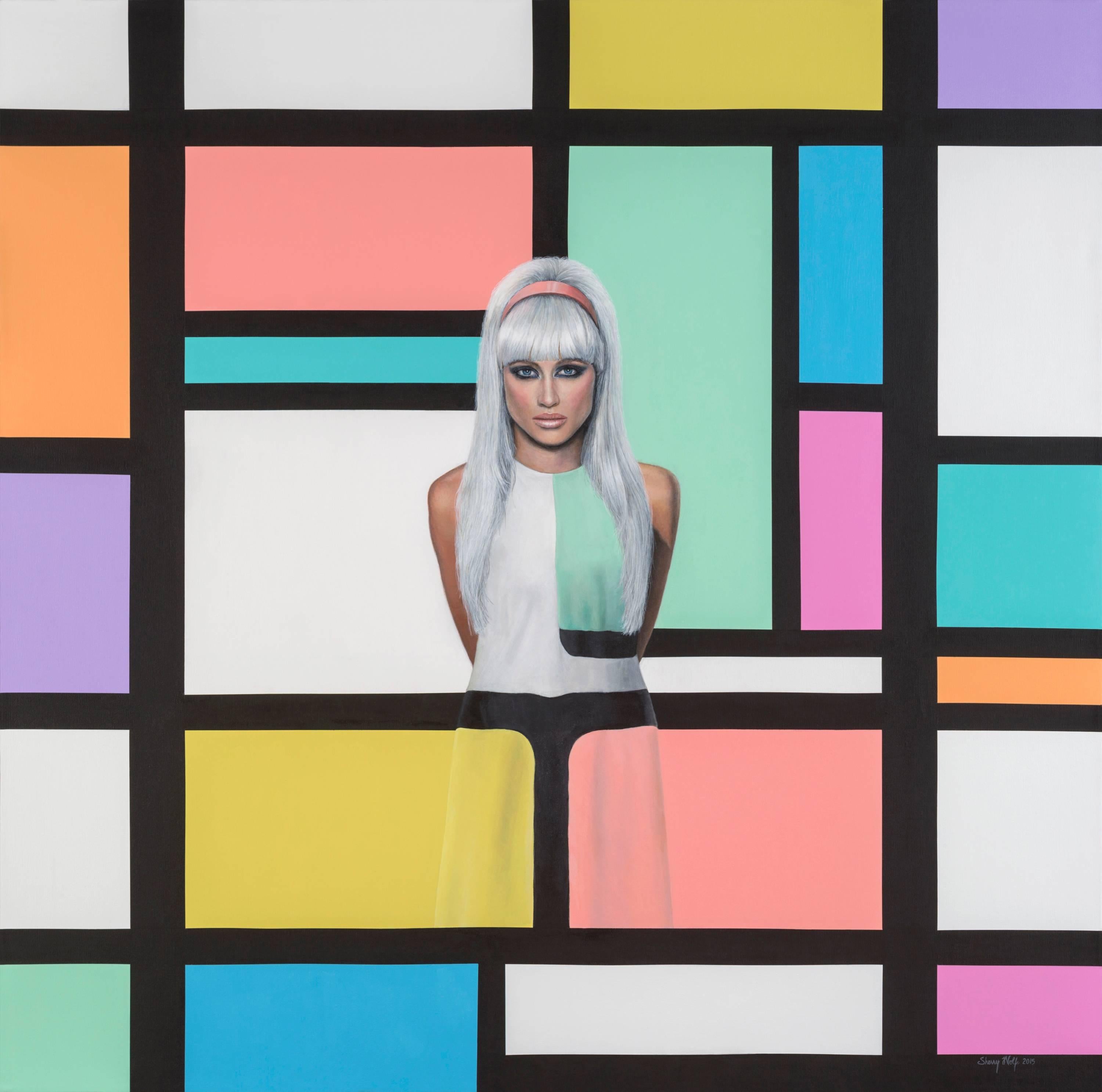 Sherry Wolf Abstract Painting - Pastel Mondrian