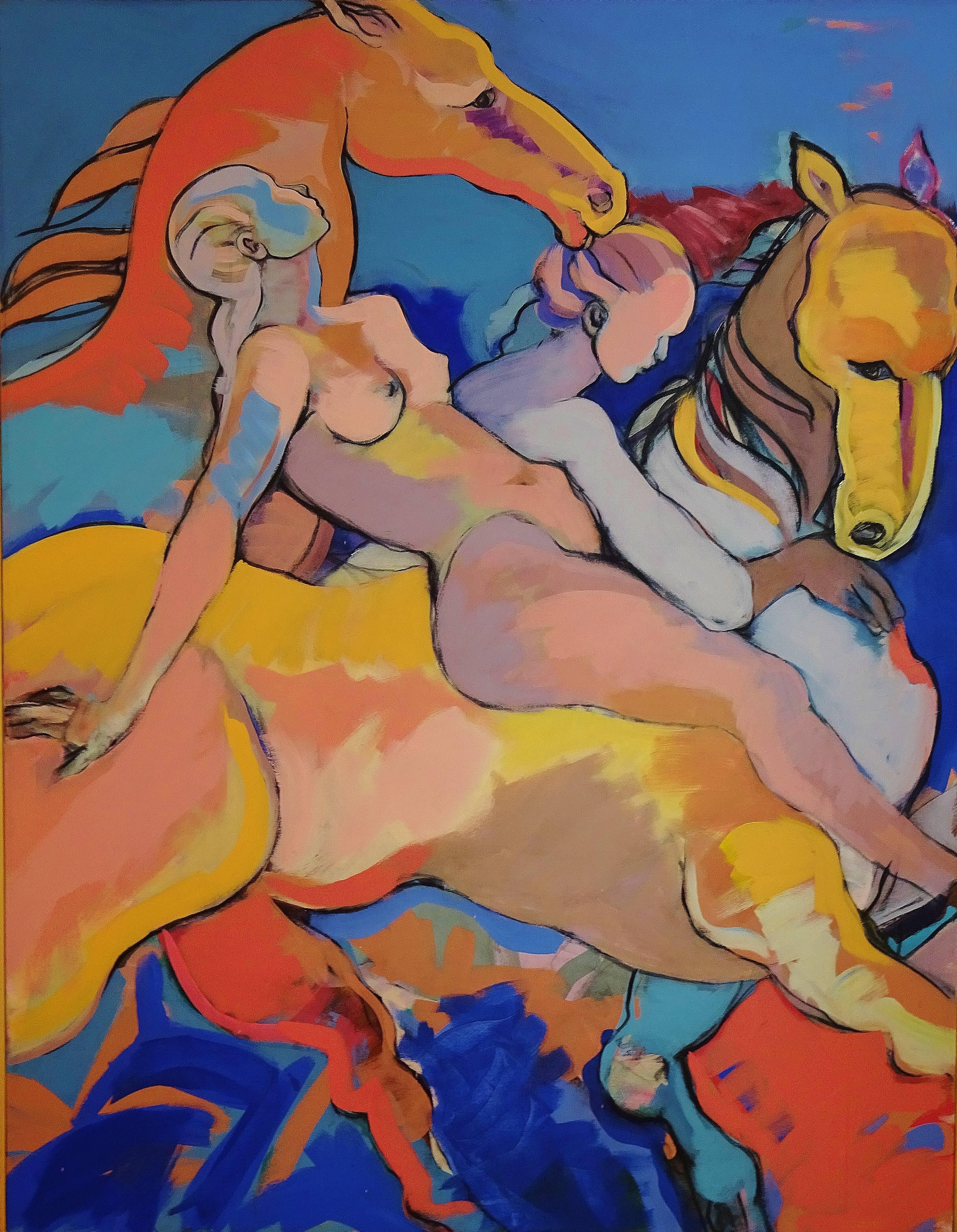 Harriette Joffe Figurative Painting - Sun and Moon