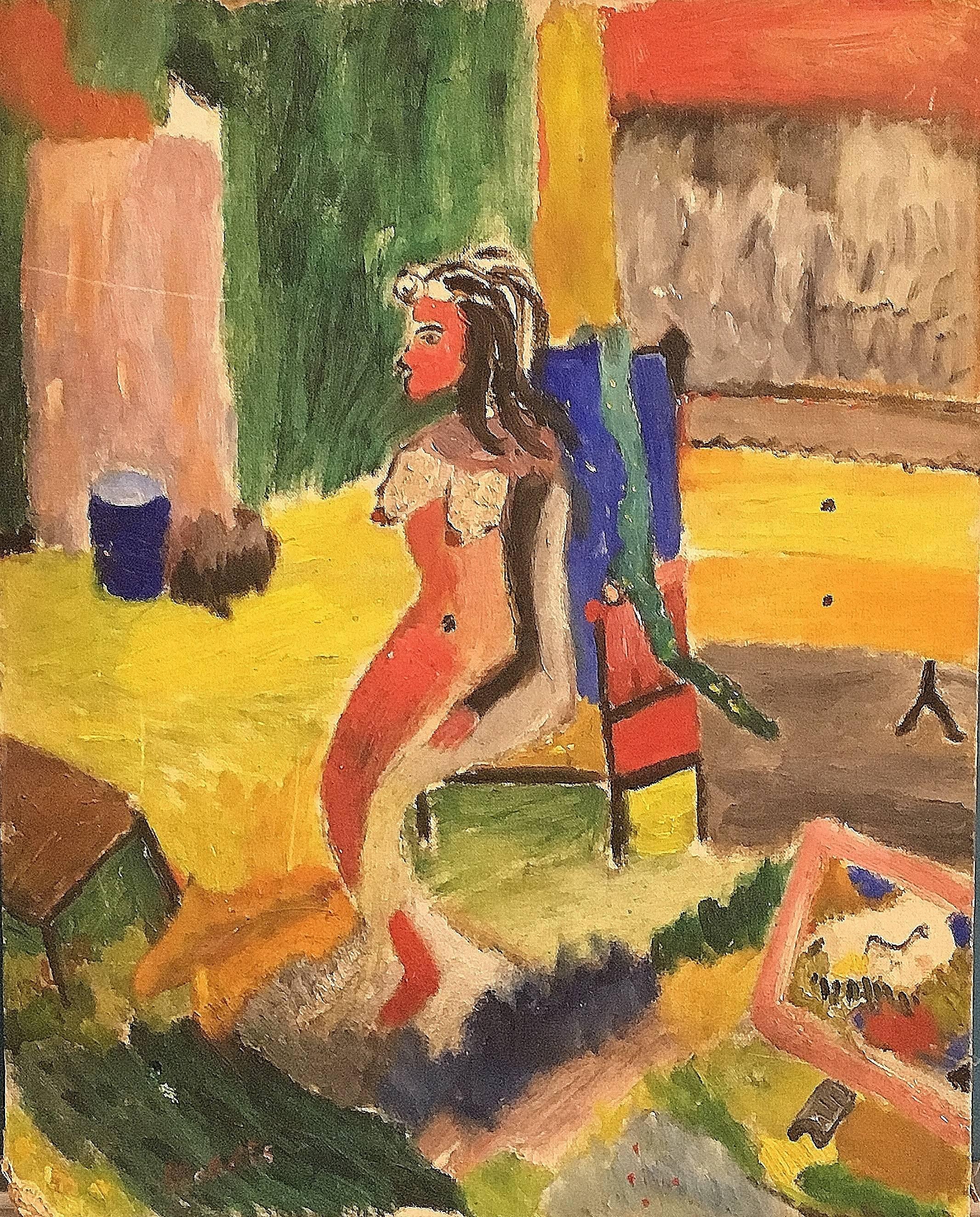 Aristodimos Kaldis Figurative Painting - Seated Nude