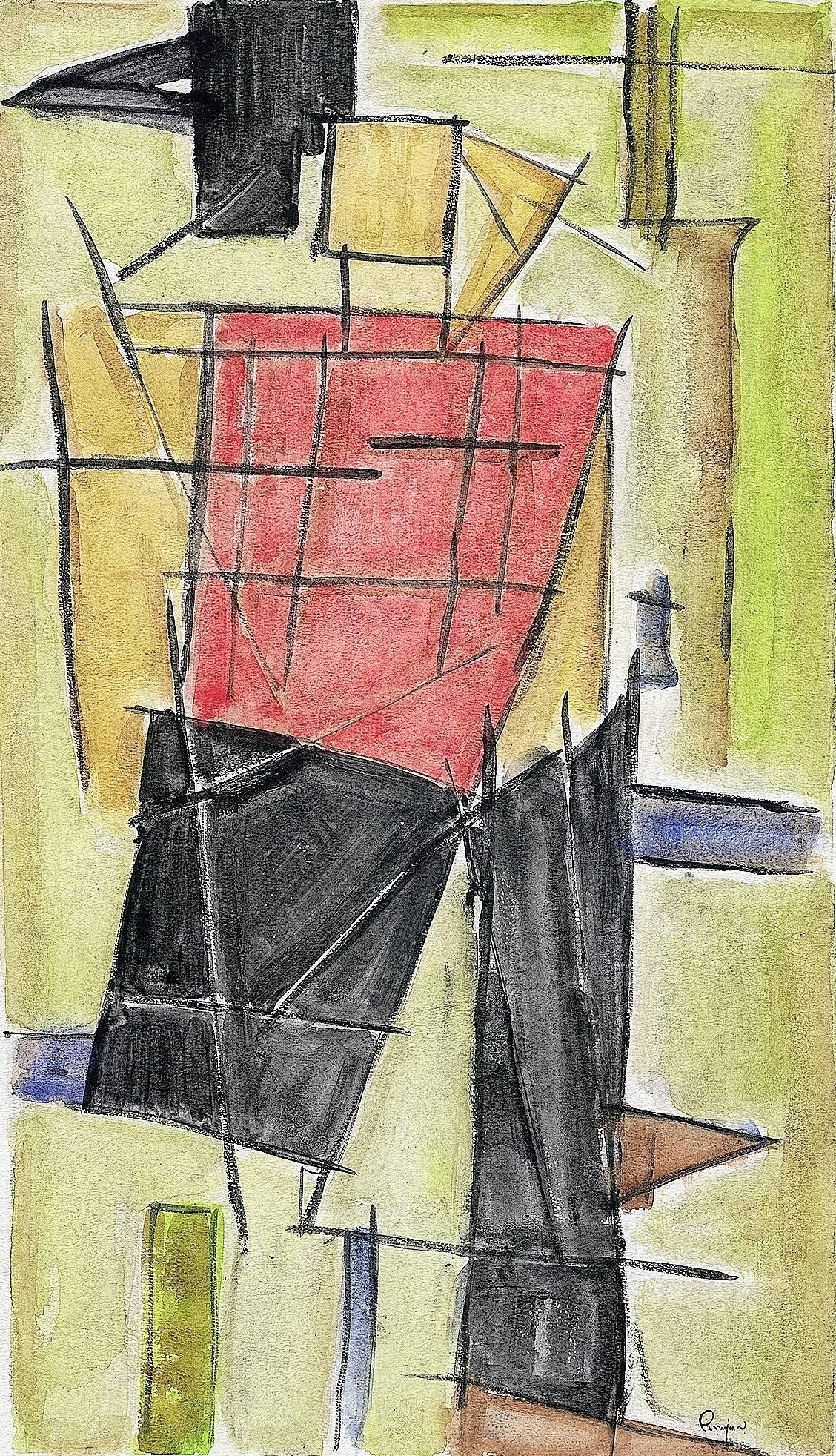 Arthur Pinajian Abstract Painting - Untitled #1946 (Figure)